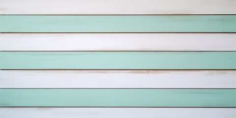 Fototapeta premium Horizontal Wood Paneling With White And Mint Green Stripes