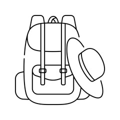 Backpack icon. backpack, hiking, camping, travel, adventure, outdoor. Vector icon illustration