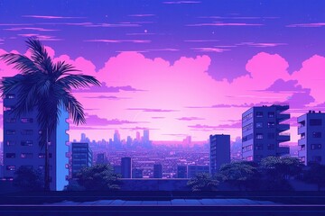 Obraz premium A city park purple architecture cityscape.
