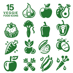 vegetables icons set