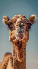 Close-up of a camel sticking out tongue