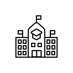 College building outline icons, minimalist vector illustration ,simple transparent graphic element .Isolated on white background