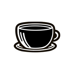 a cup of coffee black sticker vector illustration template design