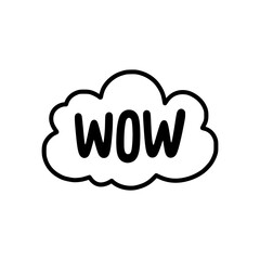 wow text inside cloud speech bubble vector illustration template design