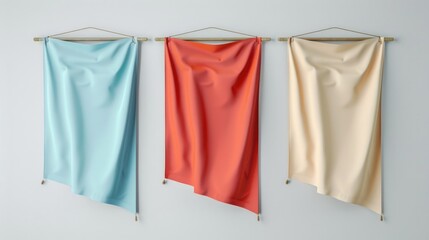 Flag Banners Set. Three-Dimensional Advertising Banner Design for Beach and Commercial Use