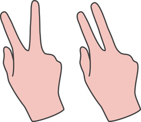 人差し指と中指でピンチイン、ピンチアウトをする手のイラスト