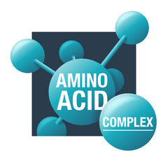 Amino acid complex - 3D icon in square shape