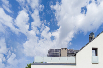 Modern House with Solar Panels on Roof