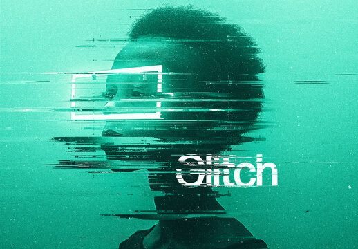 Distortion Glitch Photo Effect Mockup With Generative AI