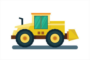 realistic Wheel Tractor Scraper Construction vehicle vector art illustration