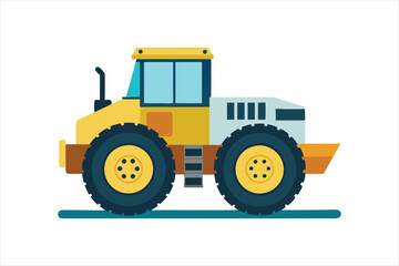 realistic Wheel Tractor Scraper Construction vehicle vector art illustration