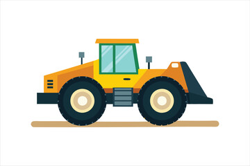 realistic Wheel Tractor Scraper Construction vehicle vector art illustration
