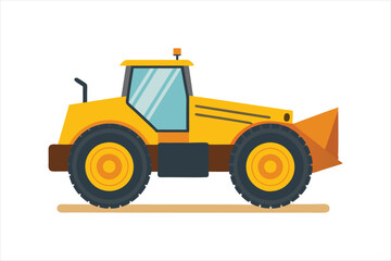 realistic Wheel Tractor Scraper Construction vehicle vector art illustration