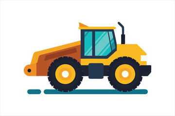 realistic Wheel Tractor Scraper Construction vehicle vector art illustration