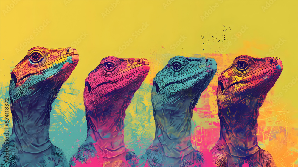 Sticker Colorful Lizard Illustration