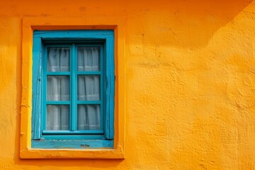 Colorful Window on Orange Wall
