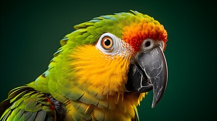 A friendly turquoise-fronted Amazon parrot in closeup UHD Wallpaper