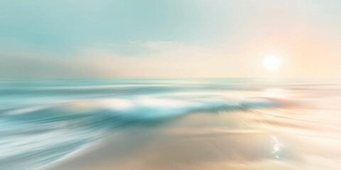 Obraz premium Abstract ocean waves depicted in soft pastel colors, offering ample copy space for serene and tranquil-themed designs, ideal for relaxation, mindfulness, or coastal-themed concepts.