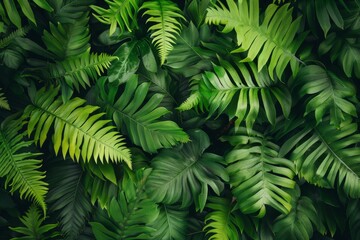 Lush Green Tropical Fern Foliage