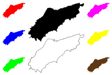 Kasos island (Hellenic Republic, Greece, Aegean Sea) map vector illustration, scribble sketch Casos map