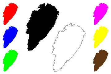 Kea island (Hellenic Republic, Greece, Aegean Sea) map vector illustration, scribble sketch Keos or Tzia map