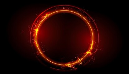 Abstract red glowing ring on black background, fire element concept