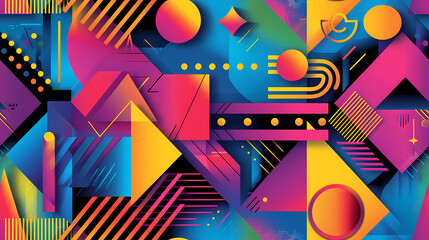 Bright colorful geometric shapes set the mood for summer. - Seamless tile. Endless and repeat print.