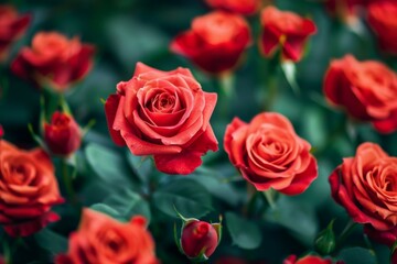Red Roses in Bloom