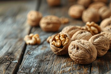Rustic Walnuts on Weathered Wood