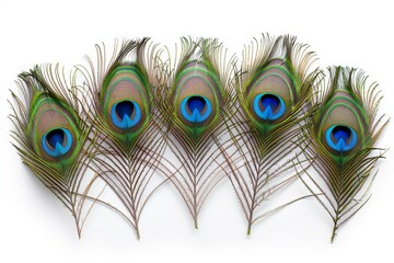 Obraz premium Peacock Feathers Isolated on White Background