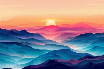 Obraz premium Colorful Mountain Sunrise