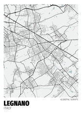 Obraz premium Legnano City, Italy Map - Poster Maps White Modern Wall Art Home Decor Ready to Printable 