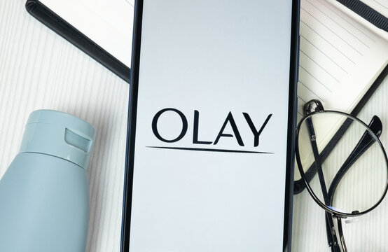 New York, USA - 30 June 2024: Olay Logo on Phone Screen, Company Icon