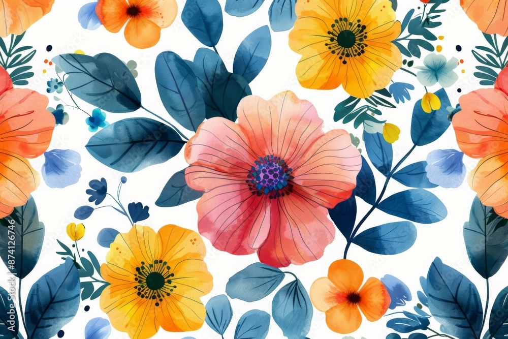 Poster Floral Pattern with Vibrant Colors