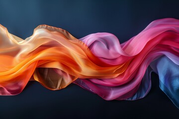 Fototapeta premium Colorful Flowing Fabric Against Dark Background