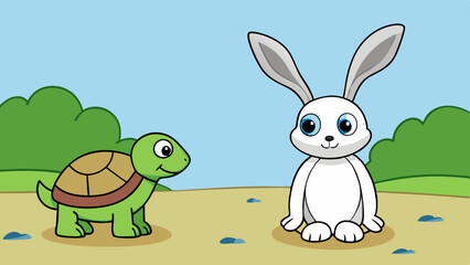 rabbit and tortoise illustration