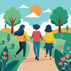 Vibrant Illustration of Teens Celebrating Friendship Day