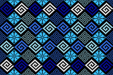 Pixel ethnic pattern oriental traditional. design fabric pattern textile African Indonesian Indian seamless Aztec style abstract vector illustration for print clothing, texture, fabric, wallpaper, dec