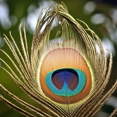 Obraz premium Beautiful peacock feather close up detail