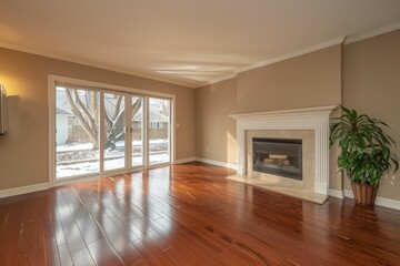 Fototapeta premium Cozy Living Room with Fireplace