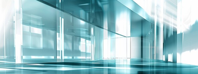 Obraz premium Sky Blue Hue Minimalistic Glass block space in a Modern Atmosphere, future smart office, business concept, Graphic Resources, Wallpapers, Brochure, Websites, banner design, Advertising, background