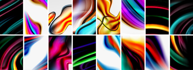 Collection of abstract background with waves, colorful shapes and 3d shadow effect. Vector Illustration For Wallpaper, Banner, Background, Card, Book Illustration, landing page