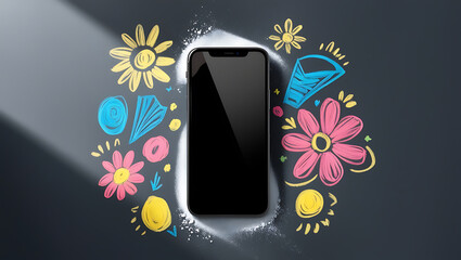 phone with flowers