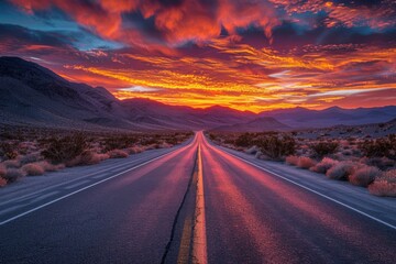 Sunset Desert Road