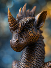 Obraz premium A close-up view of a meticulously crafted stone dragon sculpture