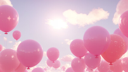 pink balloons floating in the air