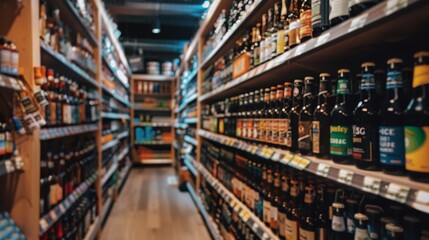 Empty supermarket, blurred background, personalize in-store