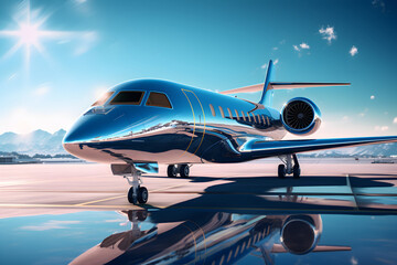 Sleek Airplane Under Brilliant Blue Sky - A Symbol of Innovation and the Spirit of Exploration