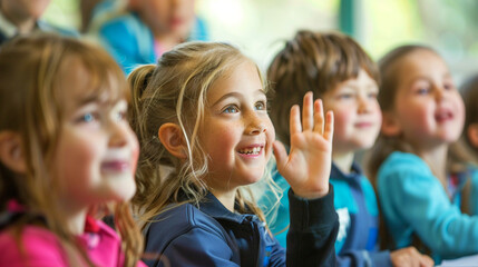 Fototapeta premium Schoolchildren in a motivated class..