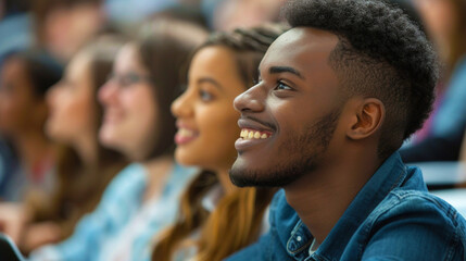 Image of a large group of students attending a lecture..